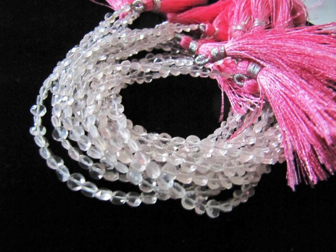 Natural Rose Quartz Faceted Coin shape briolette Beads 4.5mm Sold Per Strand 8 Inch Long