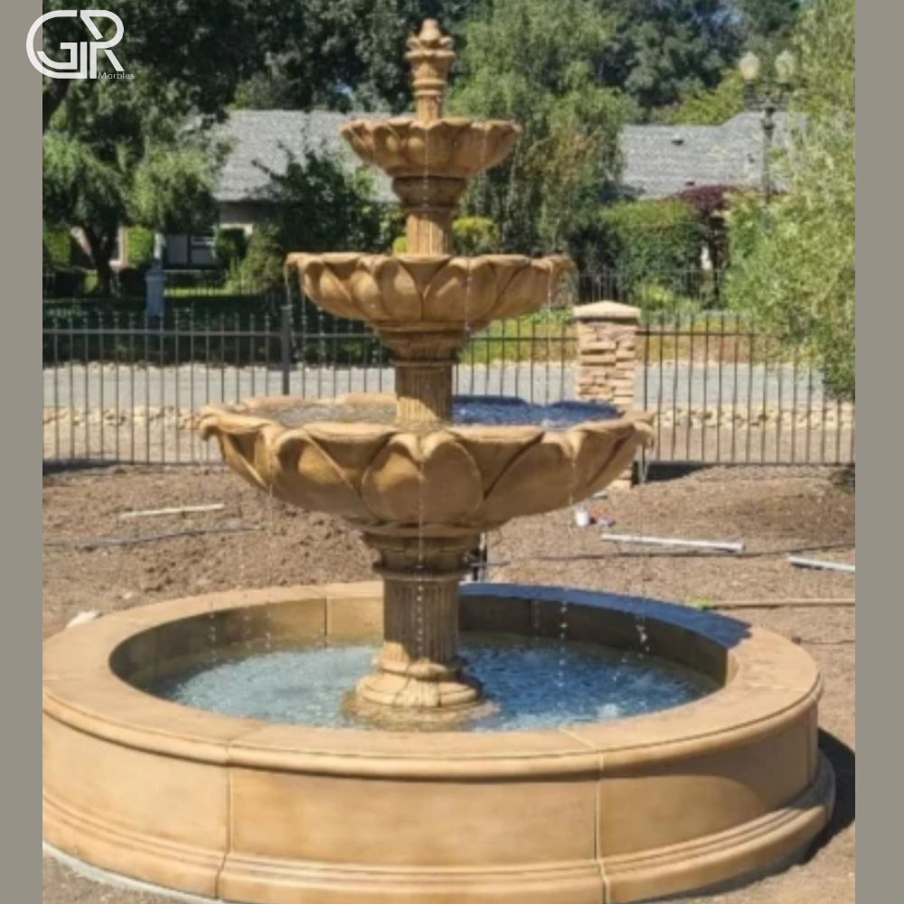 sandstone outdoor water fountain