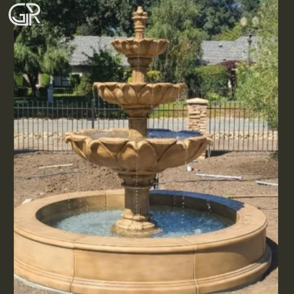 sandstone outdoor water fountain