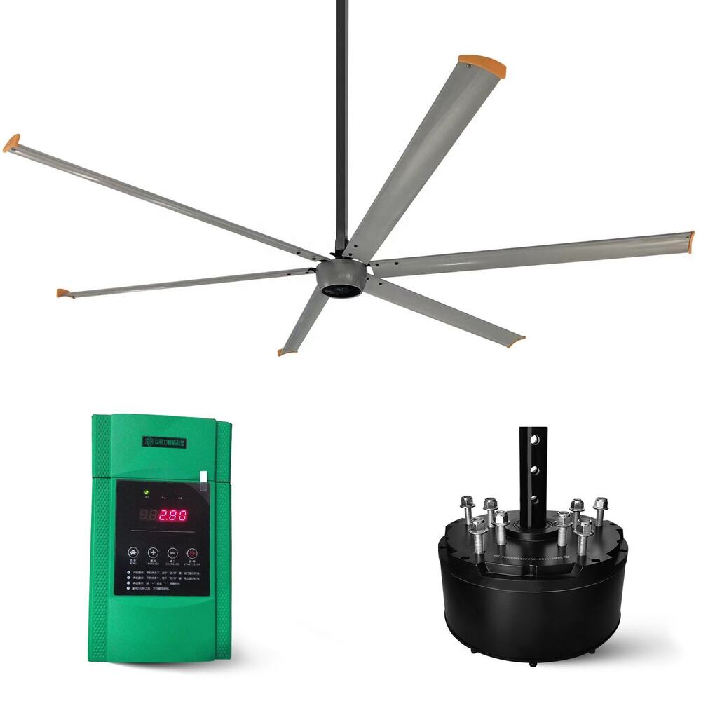 AMCLING 12ft 7.3m 1.1kw 220v PMSM PMAC High Volume Low Speed Commercial Jumbo Big Ceiling Hvls Fan