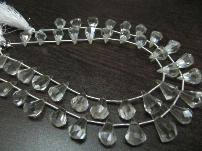 Natural Rock Crystal Quartz Briolette Faceted Teardrop 6x10mm to 9x15mm Beads Sold per Strand 8 inches