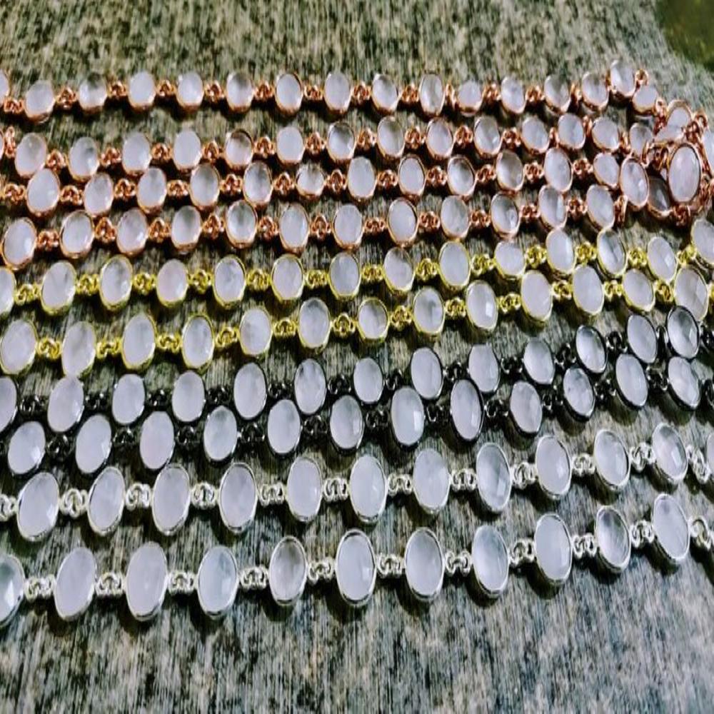 Natural Rose Quartz Coin Shape Briolette Faceted Size 9mm Bezel Connector Chain Sold Per Foot