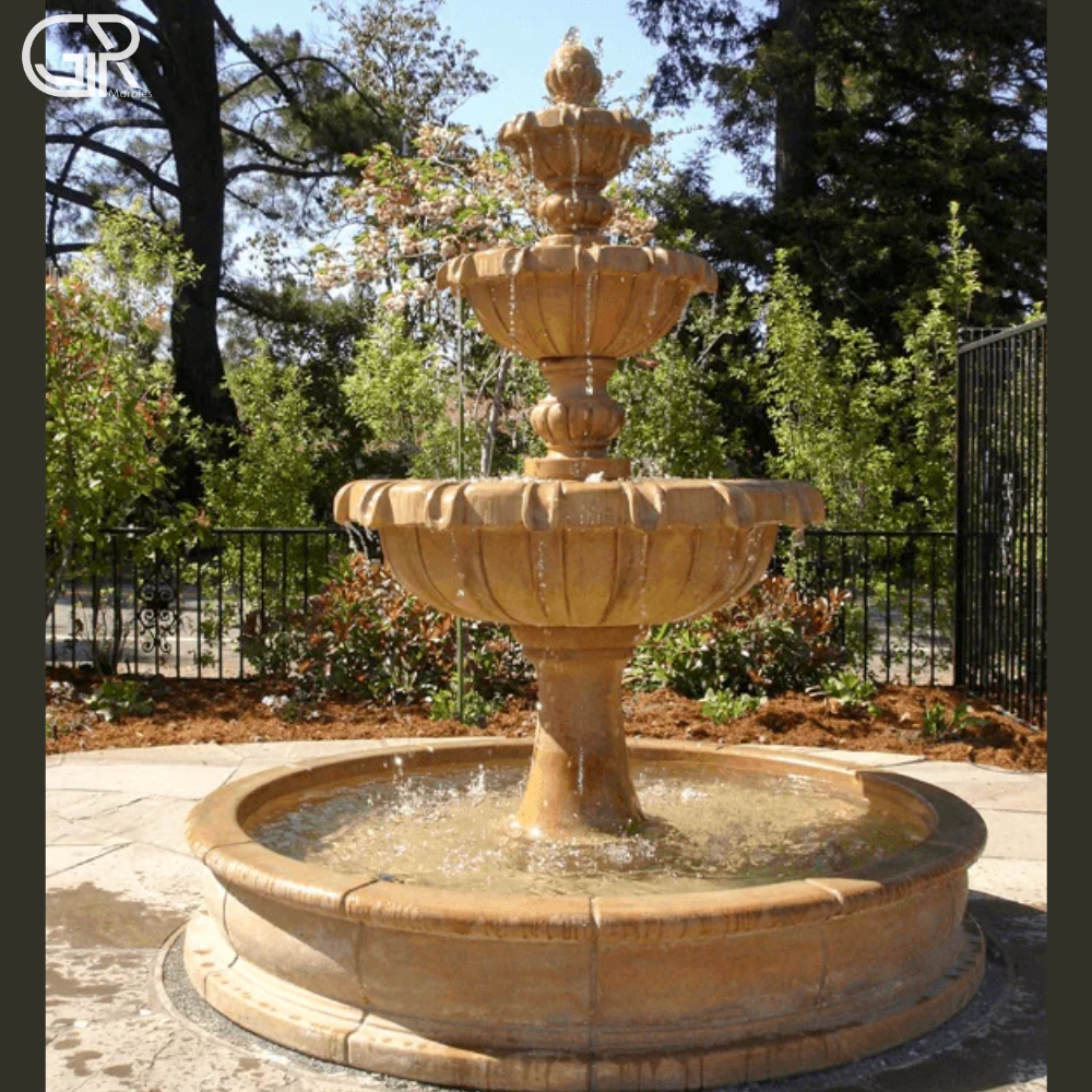 3 tier sandstone fountain
