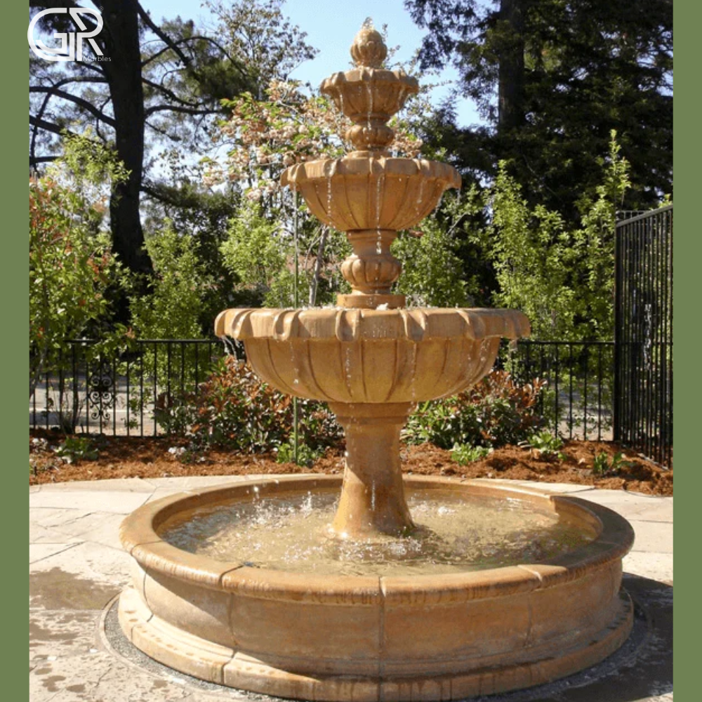3 tier sandstone fountain
