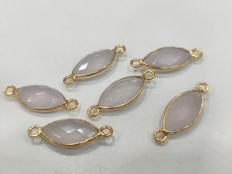 5 Pc Set-: Natural Rose Quartz Marquise Shape Briolette 7x15mm Connector