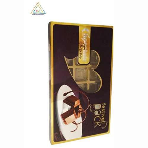 Chocolate Packaging Box With Tray - Cardboard & Food Grade Plastic, 12 Compartments, Brown & Golden, Glossy Lamination, Magnetic Closure