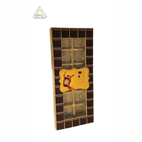 Chocolate Packaging Box With Tray - Cardboard & Food Grade Plastic, 12 Compartments, Brown & Golden, Glossy Lamination, Magnetic Closure