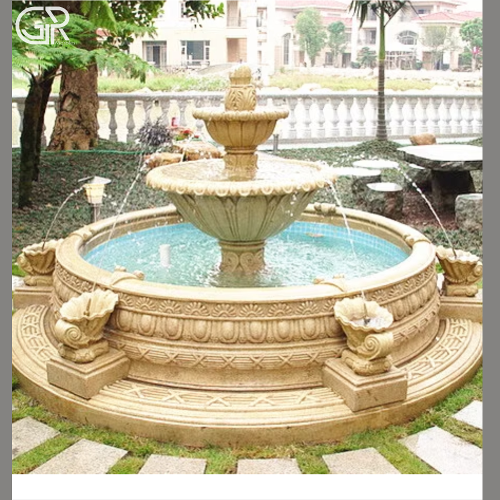 sandstone garden water fountain