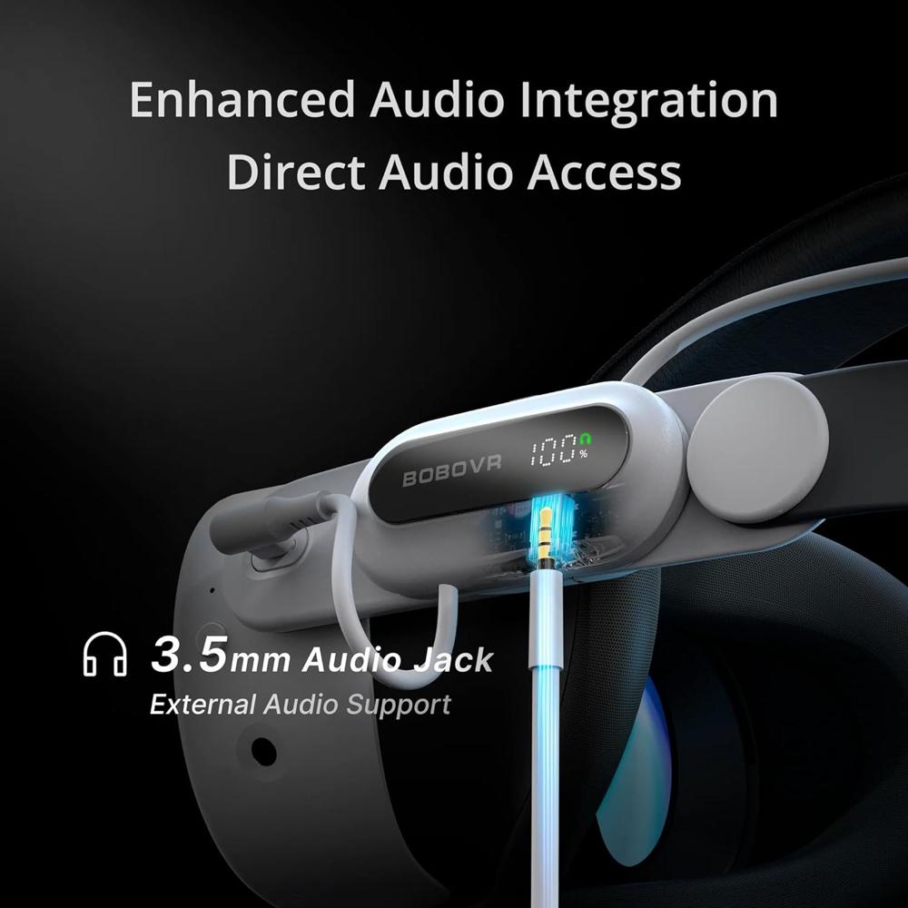 BOBOVR E3 Pro Battery Strap for Meta Quest 3 / 3S | 10000mAh Hot-Swappable VR Head Strap 