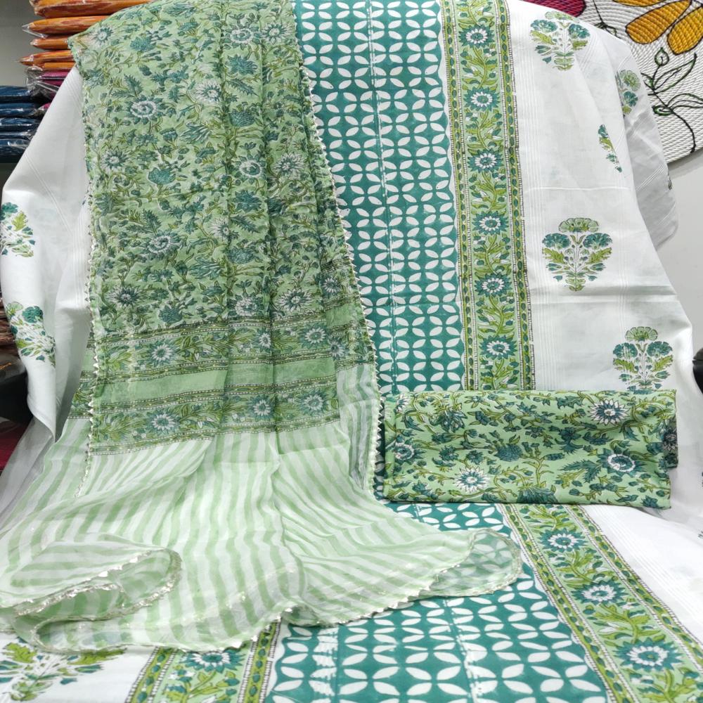 Cotton Handloom with Chiffion Dupatta