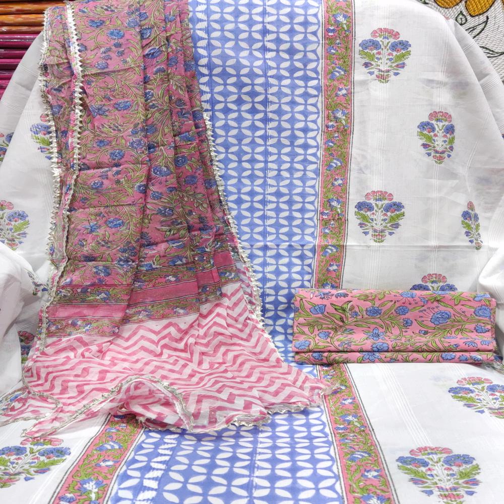 Cotton Handloom with Chiffion Dupatta
