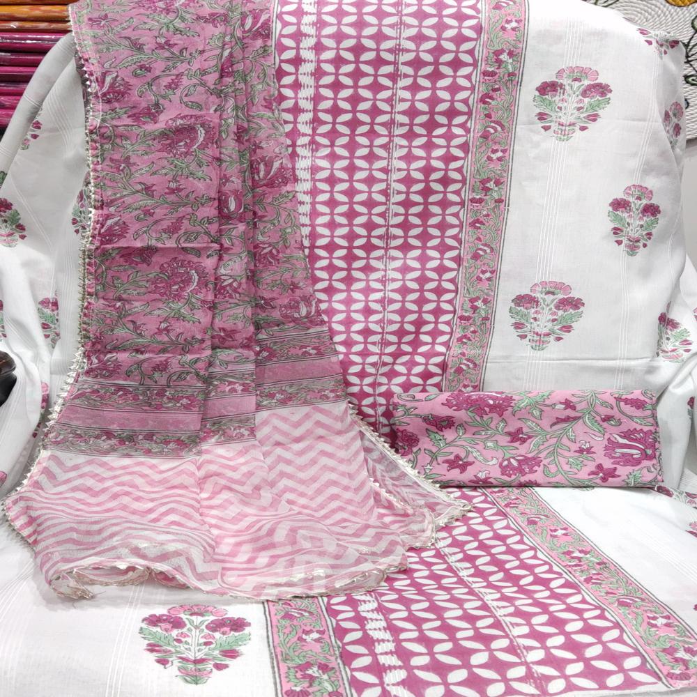 Cotton Handloom with Chiffion Dupatta