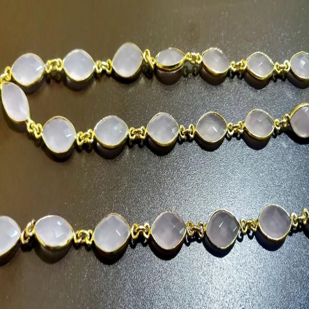Natural Rose Quartz Marquise Shape Size 7x11mm Laser Cut Briolette Bezel Connector Chain 