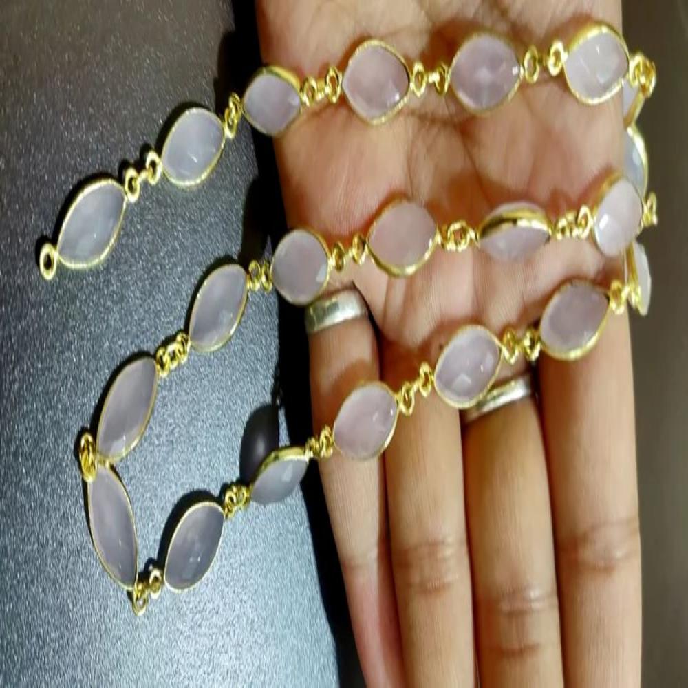 Natural Rose Quartz Marquise Shape Size 7x11mm Laser Cut Briolette Bezel Connector Chain 