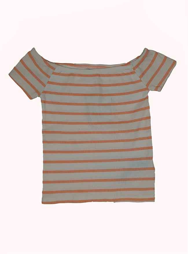 G22181 Girls Striped Boat Neck Top