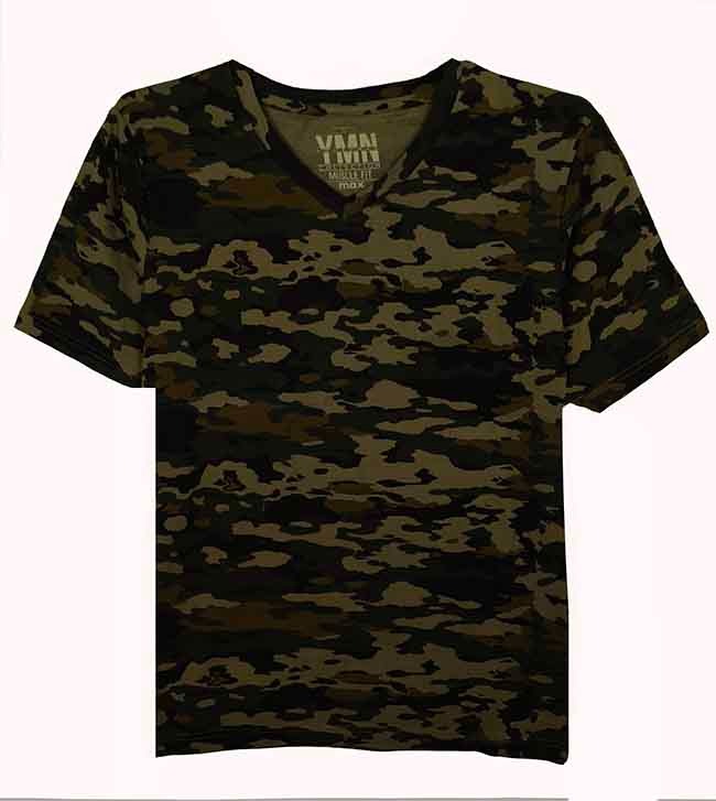 M11589 Mens Camo Muscle Fit V-Neck T-Shirt - Gender: Male