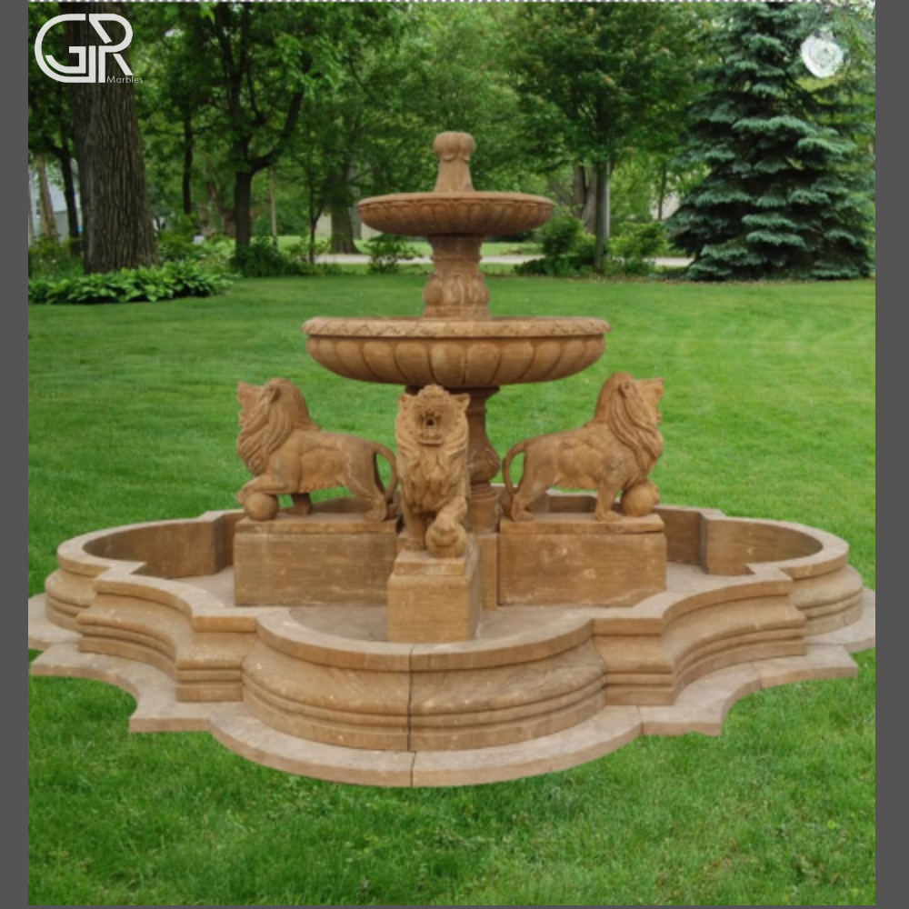 Teakwood Carving Sandstone Water Fountain
