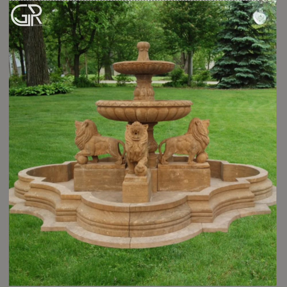 Teakwood Carving Sandstone Water Fountain