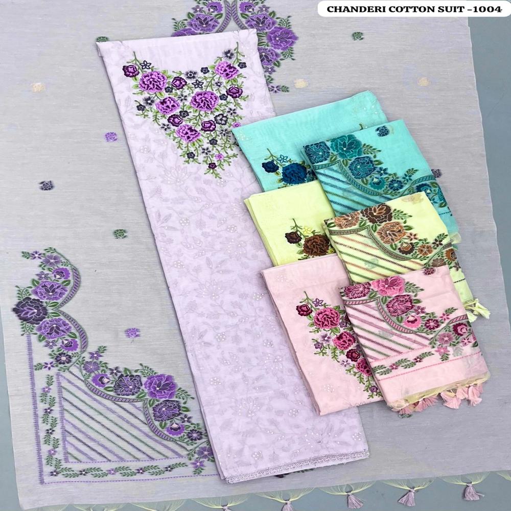 Chanderi Cotton Floral Weaving Suit