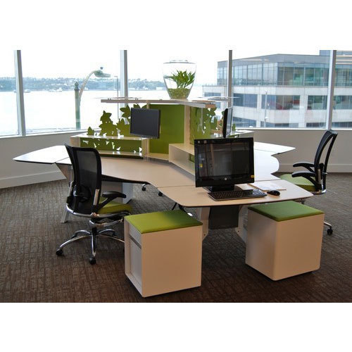Office Linear Workstation - Color: White