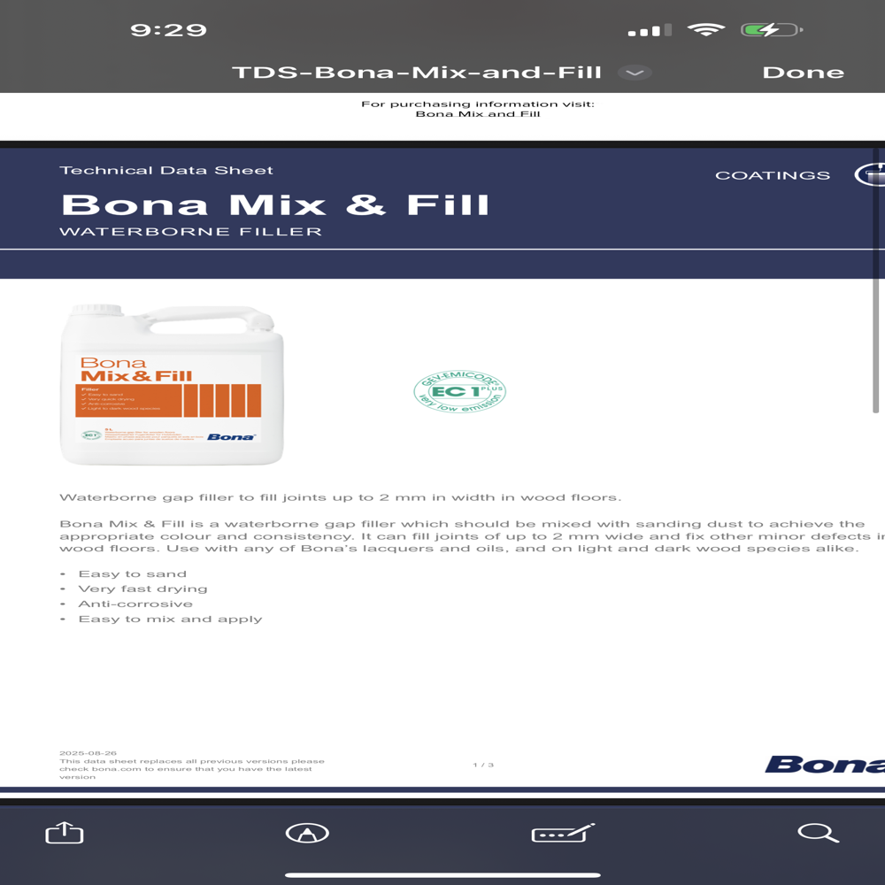 Bona Mix & Fill Waterborne Wood Floor Gap Filler | Wooden Flooring Crack & Joint Filler Supplier in India