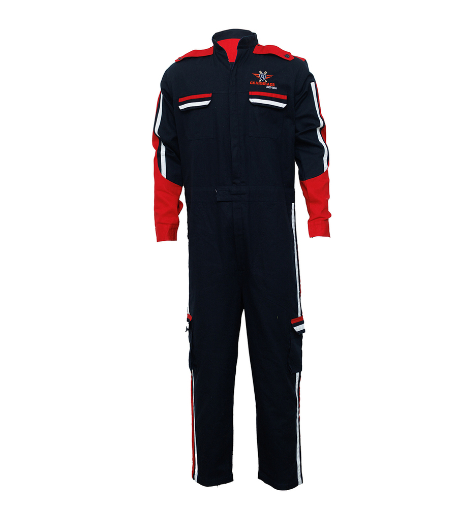 Red And Navy Blue Industrial Safety Boiler Suit