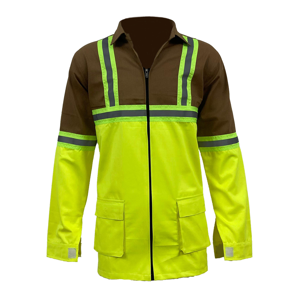 Brown Industrial Dual Pocket Safety Jacket With Reflector
