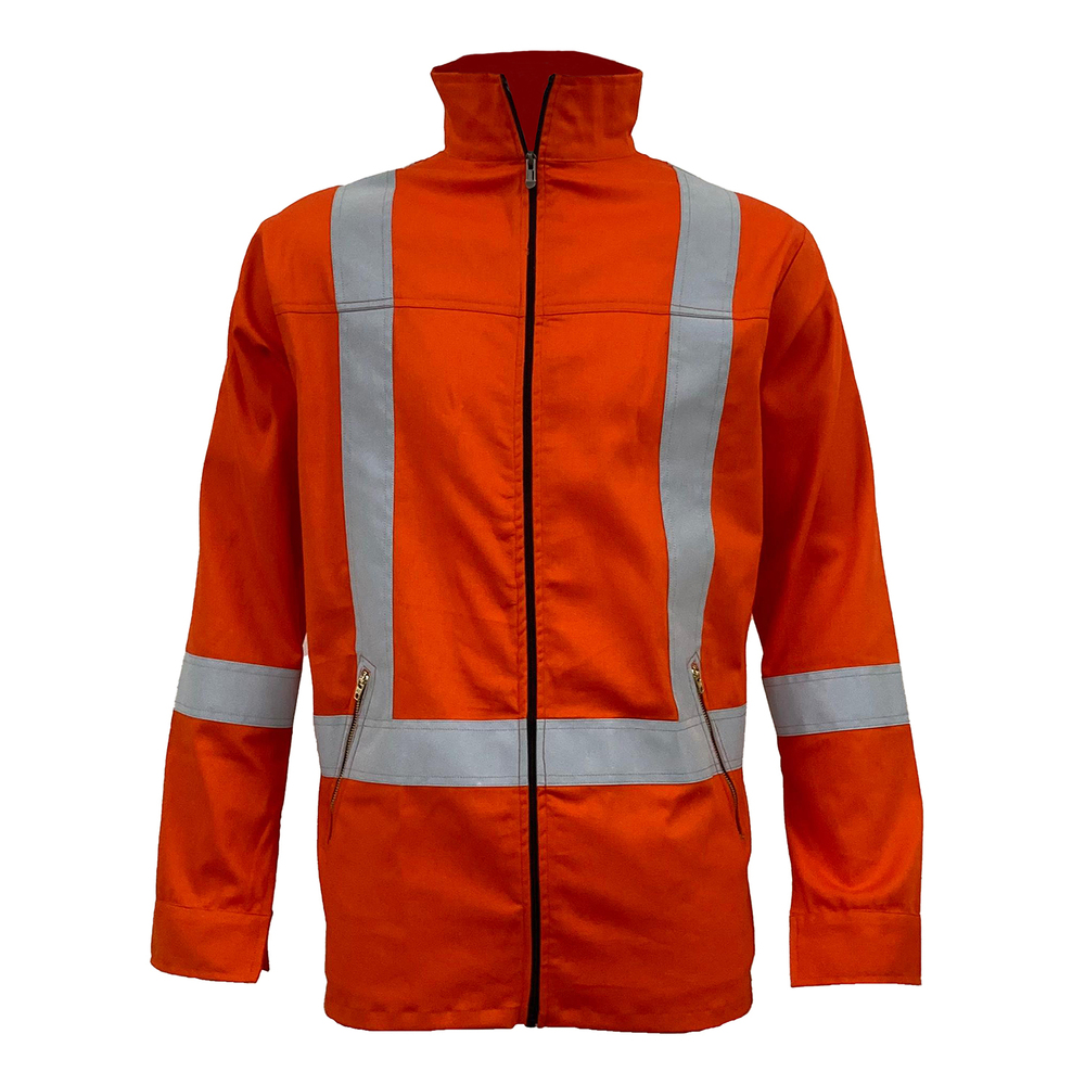 Orange Industrial Safety Zipper Jacket With Reflector