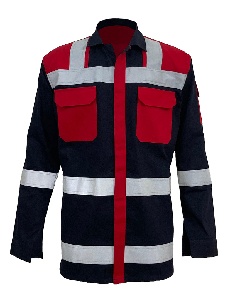 Red Industrial Dual Pocket Safety Jacket With Reflector
