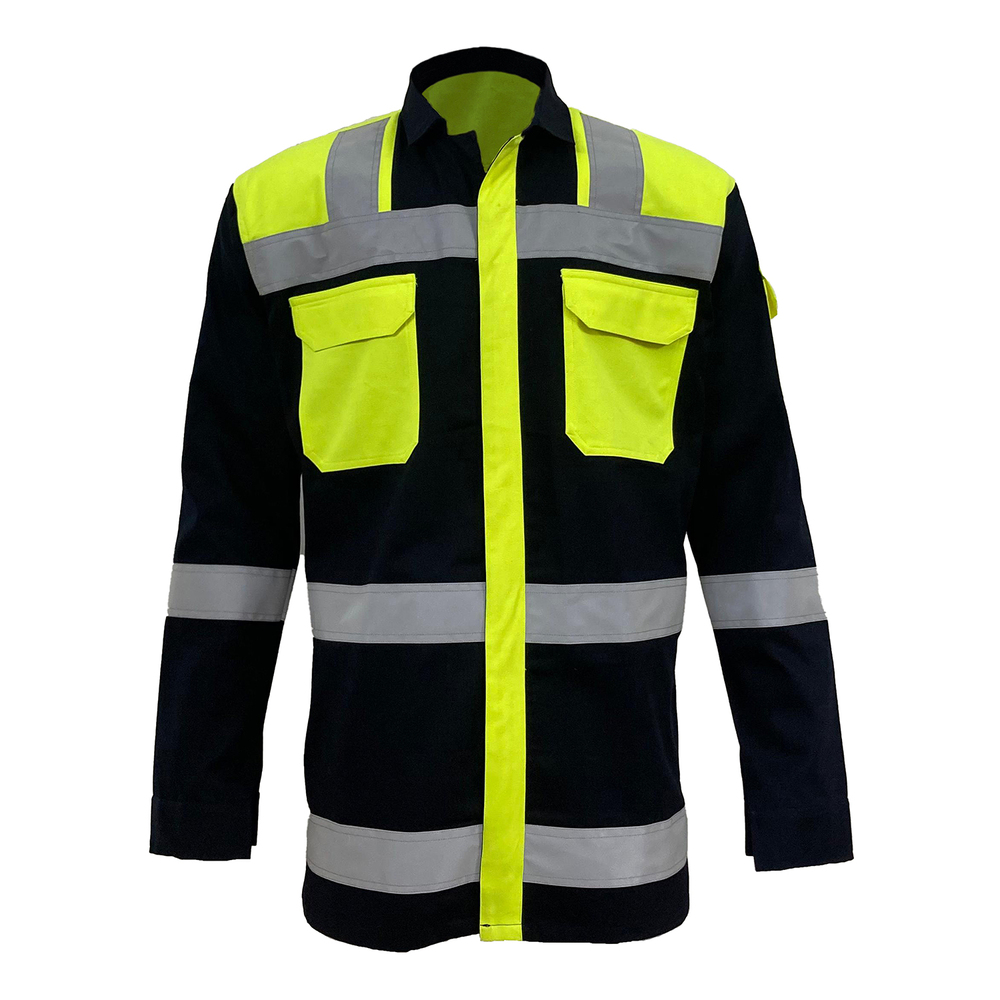 Lime Green Industrial Dual Pocket Safety Jacket With Reflector