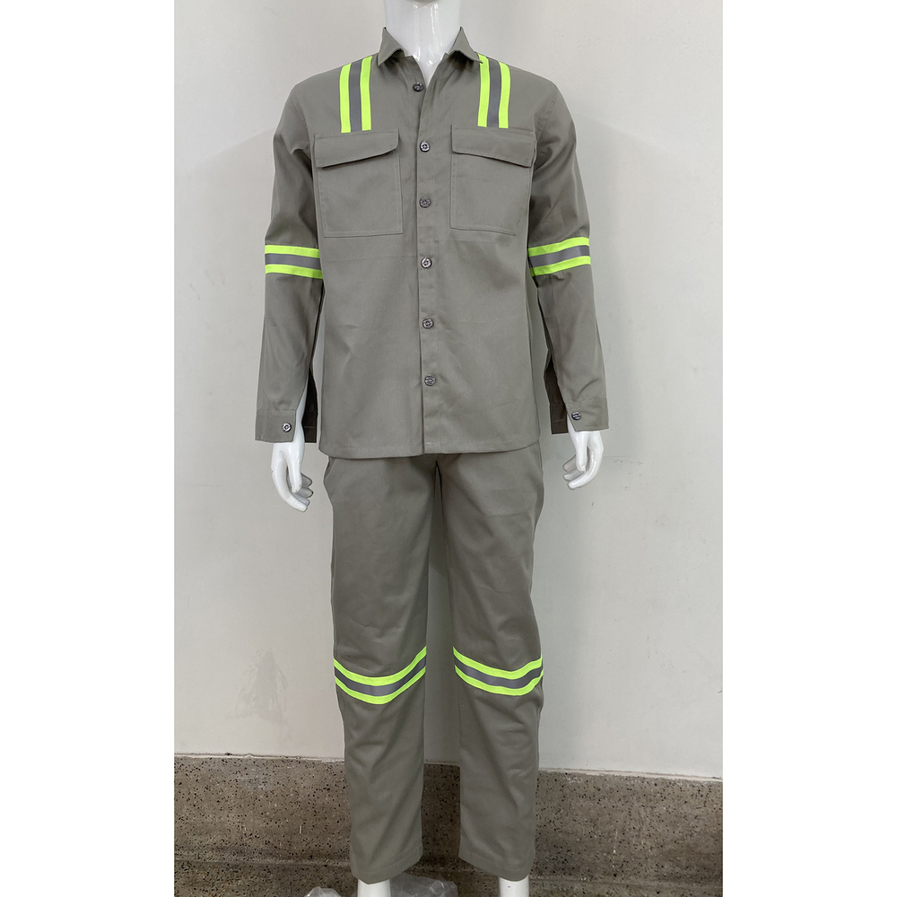 Grey Industrial Safety Uniform With Reflector
