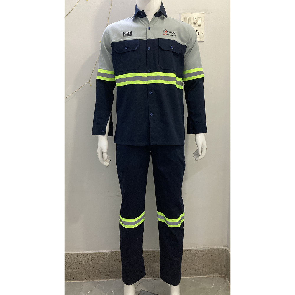 Navy Blue Industrial Safety Uniform With Reflector