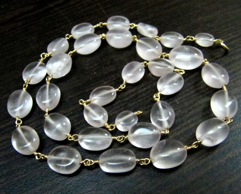 1 Foot-Natural Rose Quartz Plain Smooth Oval Shape 6x8mm to 8x10mm size Beaded Gemstone Chain 