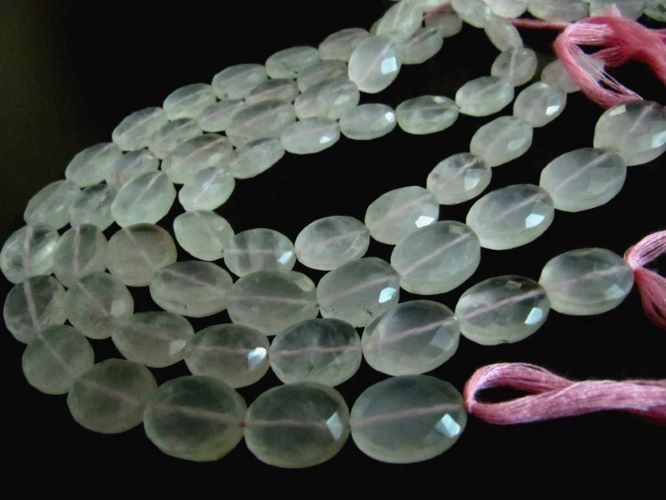 Natural Rose Quartz Oval Faceted Beads Size 13X18mm Strands 10 inches long