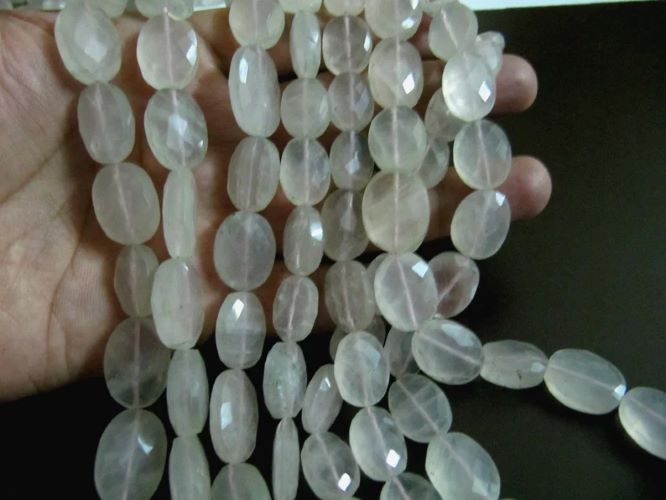 Natural Rose Quartz Oval Faceted Beads Size 13X18mm Strands 10 inches long 
