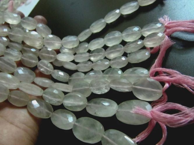 Natural Rose Quartz Oval Faceted Beads Size 13X18mm Strands 10 inches long 