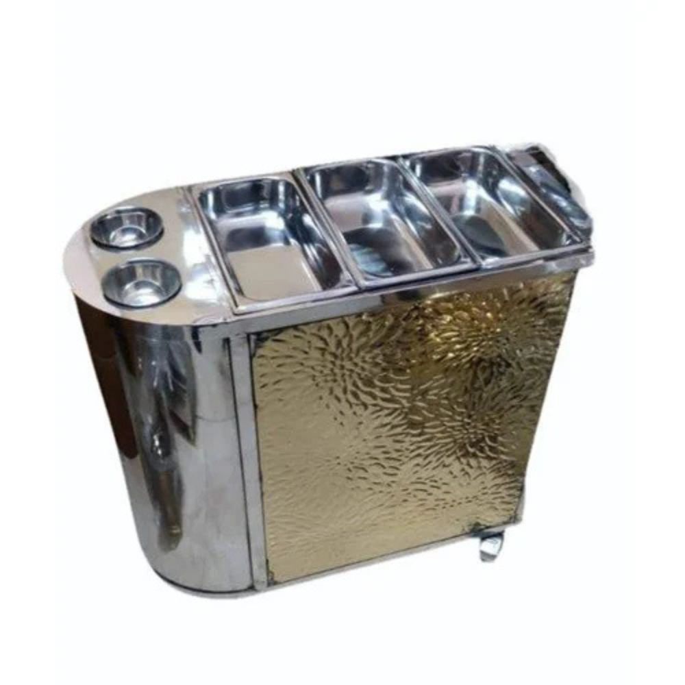 Heavy Duty Food Serving Trolley In Stainless Steel For Restaurant Use - Color: Silver