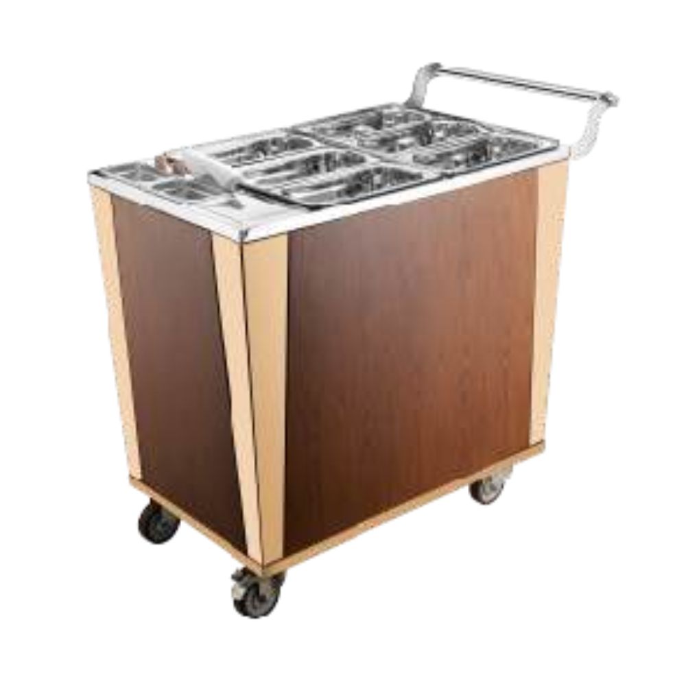 Heavy Duty Food Serving Trolley in Stainless Steel for Restaurant Use