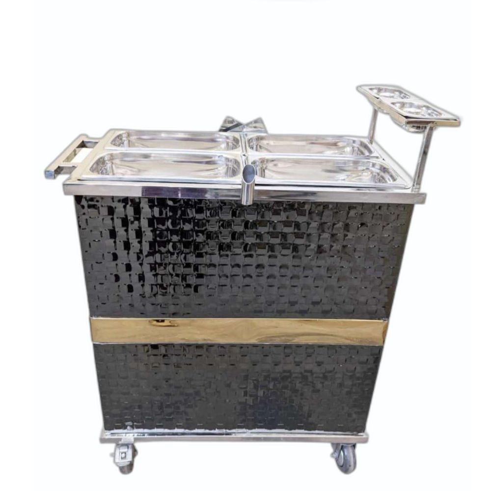 High Quality Stainless Steel Utility Food Trolley With Lockable Wheels - Color: Black