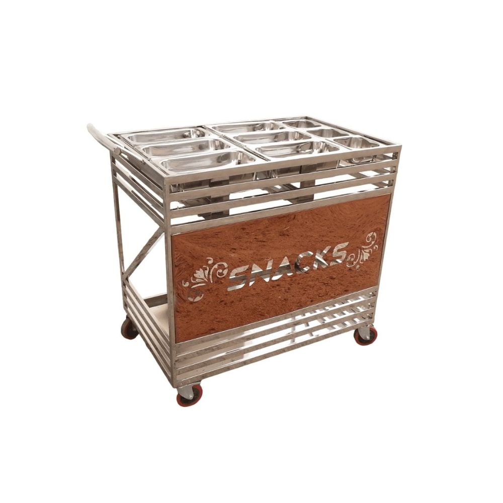 Stainless Steel Serving Cart for Efficient Food Delivery in Restaurants