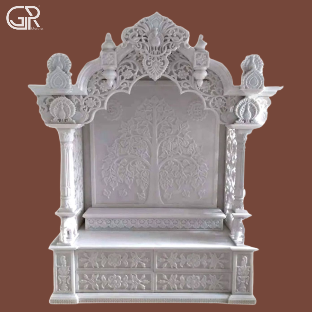 Makrana Polished White Marble Temple