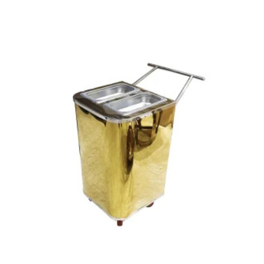 High Performance Stainless Steel Serving Trolley For Commercial Use - Color: Gold