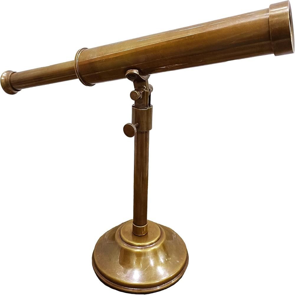 Vintage Brass Telescope On Tripod Stand Functional Pirate Spyglass Vintage Single Barrel Home - Application: No Applicable