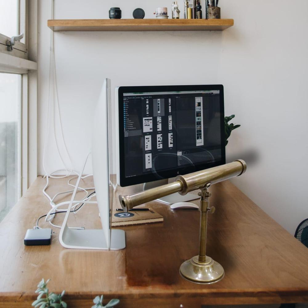 Vintage Brass Telescope on Tripod Stand Functional Pirate Spyglass Vintage Single Barrel Home
