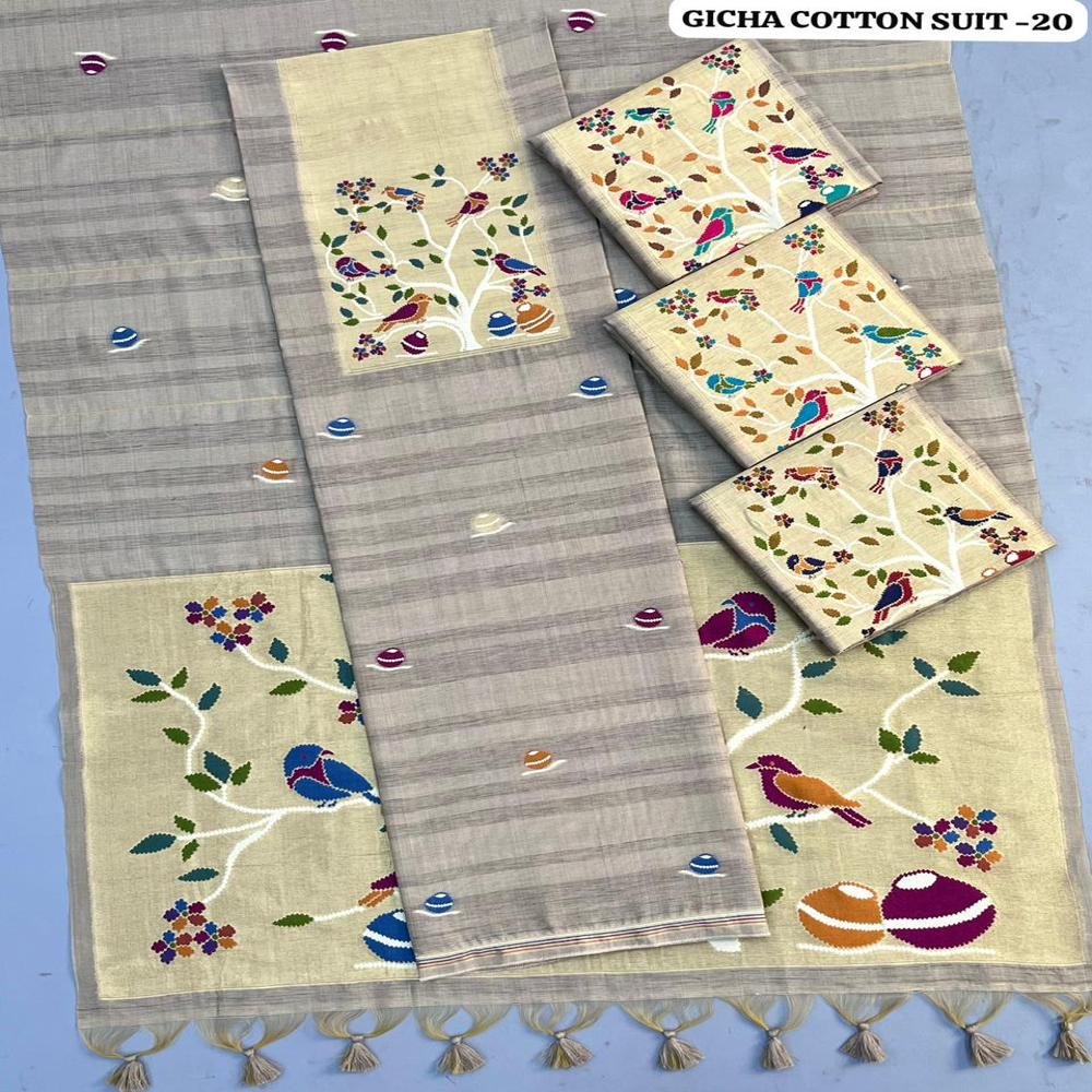 Gicha Cotton Embroidery Dress Material Set