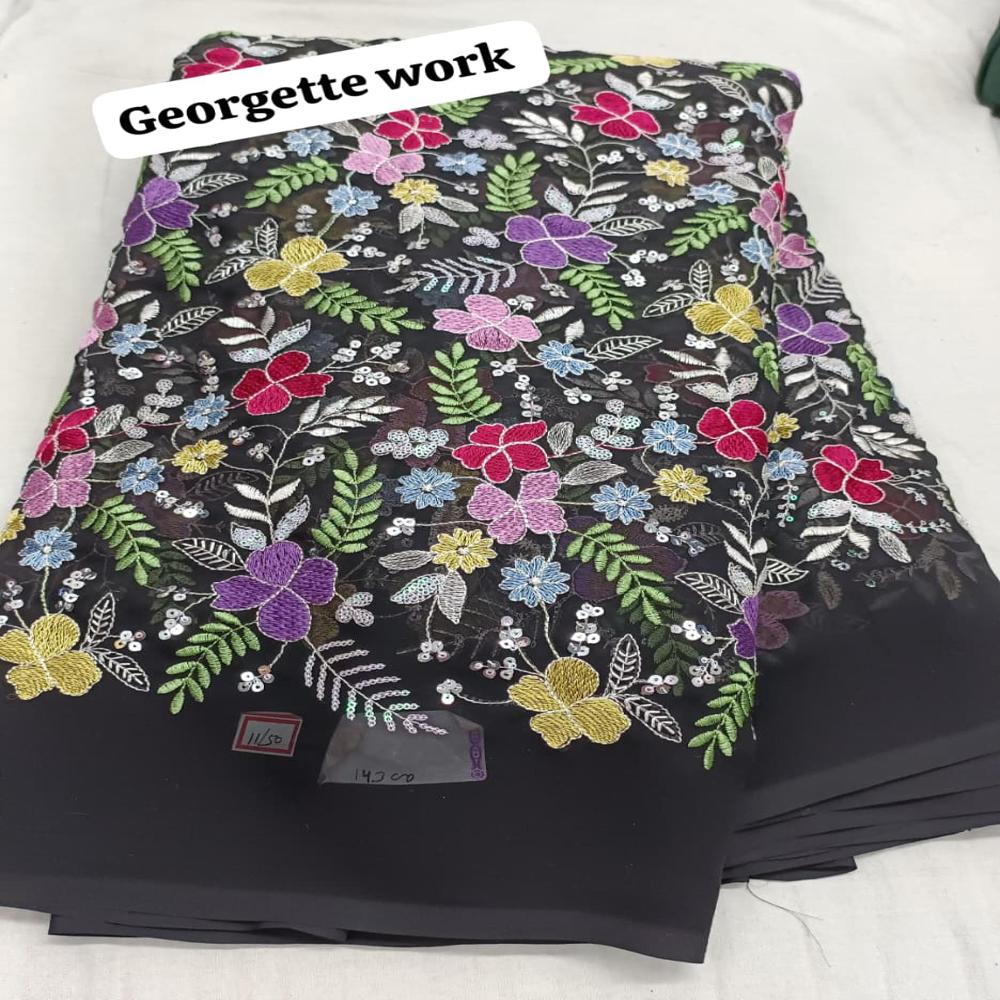 Georgette Flower Work Fabric