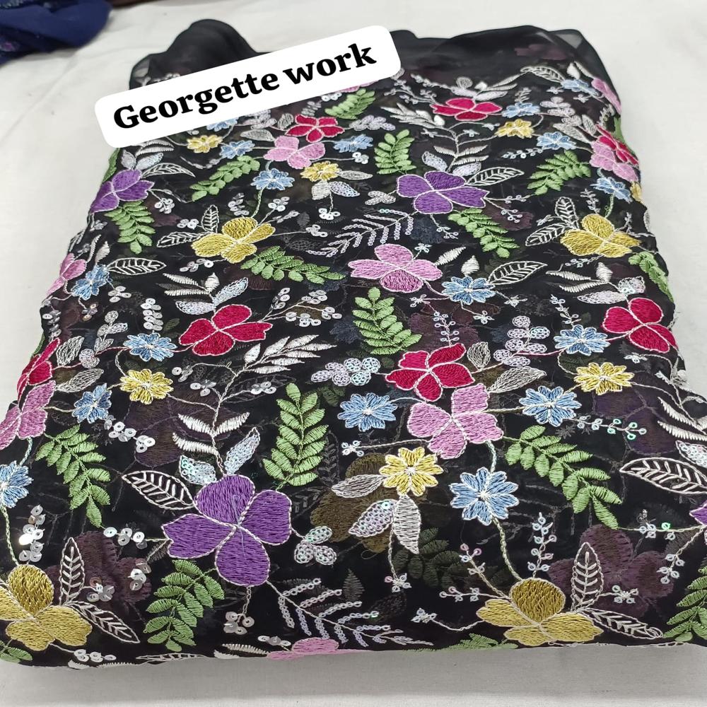 Georgette Flower Work Fabric