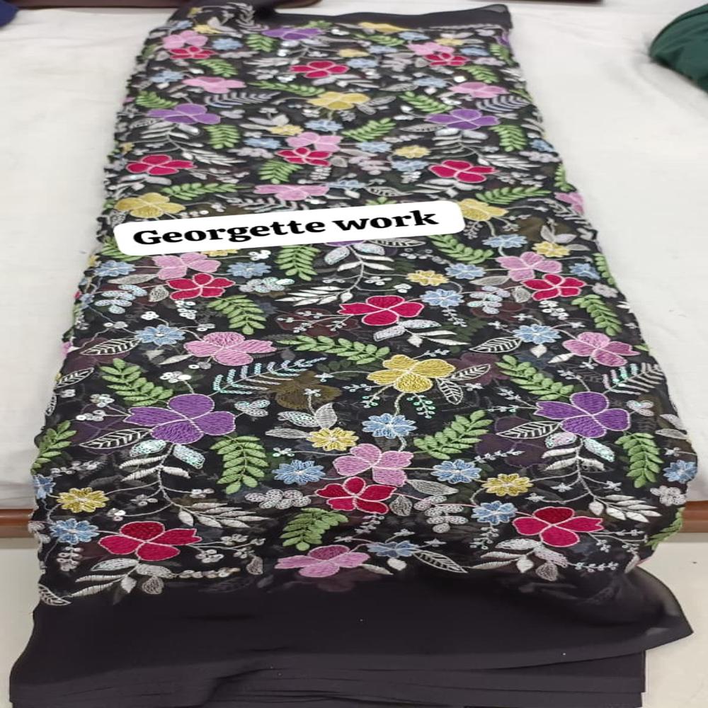 Georgette Flower Work Fabric