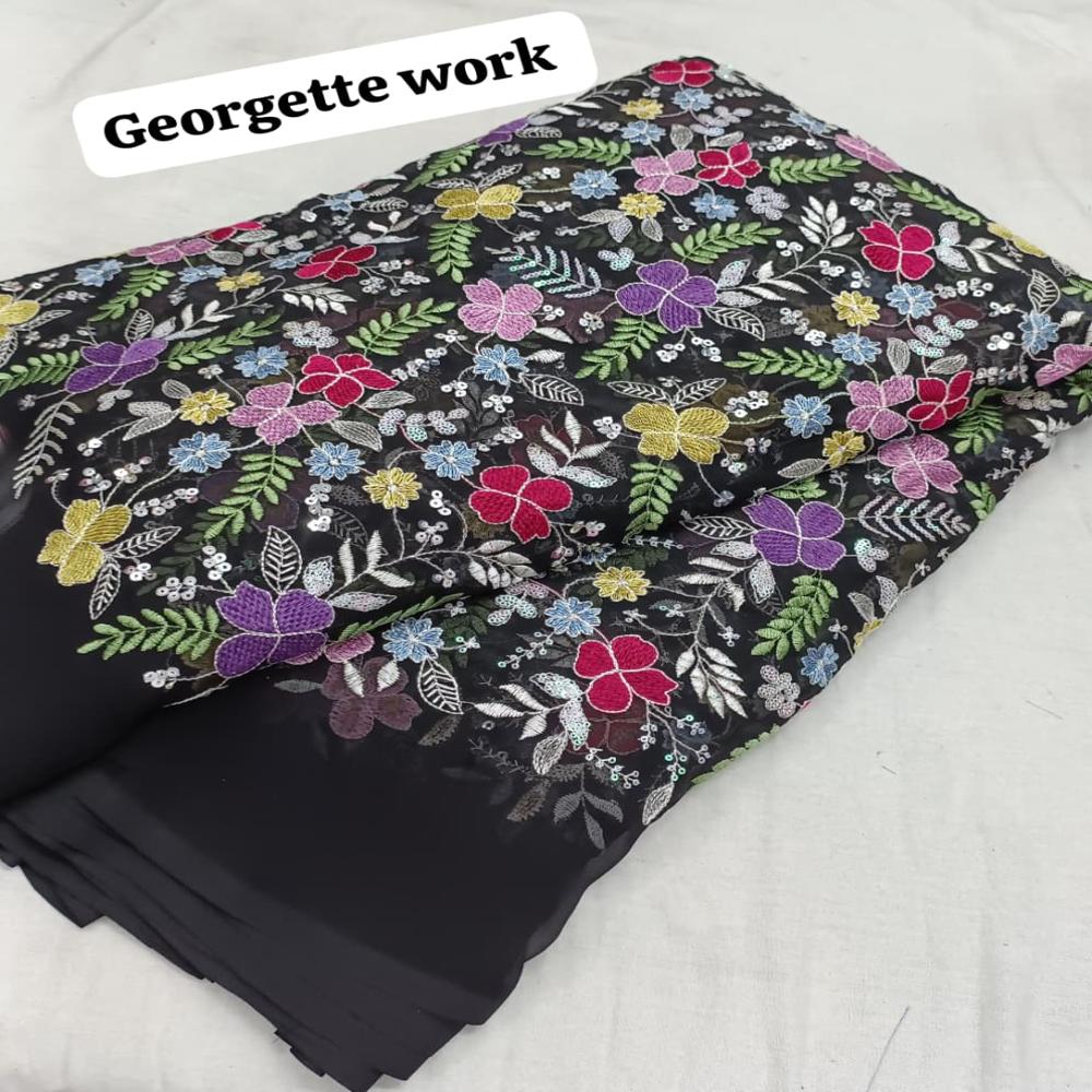 Georgette Flower Work Fabric