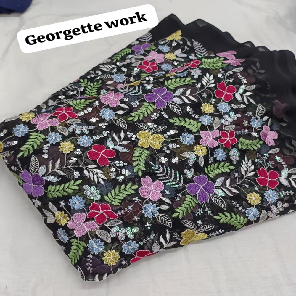 Georgette Flower Work Fabric